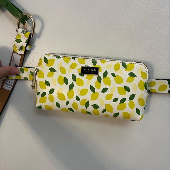 Kate Spade Leather Lemon Lime πβπ© π Print Belt Bag Fanny Pack sz L/XL NWT - Picture 7 of 9